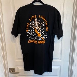 In God We Must Ride Like Lightning Men's Tee Shirt Large Black Orange